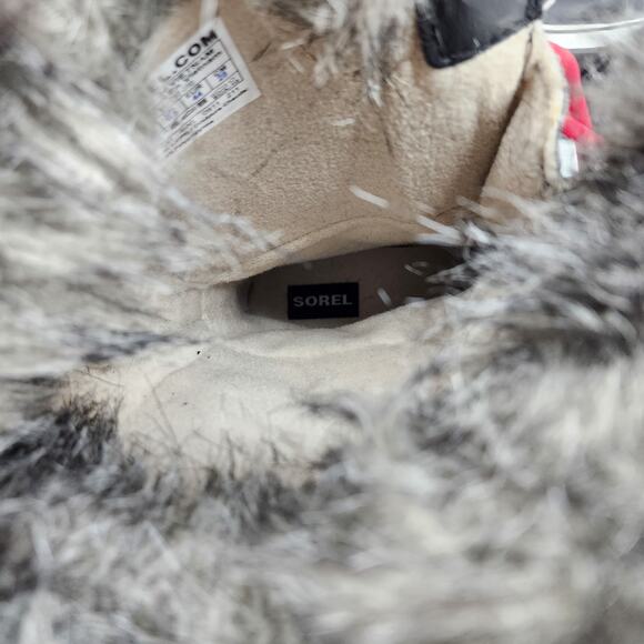 Sorel Joan Of Arctic NL1797-010 Plaid Black Lace Faux Fur Size 11 Waterproof - Picture 6 of 8